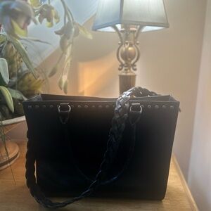 Patricia Nash Black Tote with Braided Handles